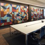 BAUX Acoustic Tile design in a soundproofed meeting room in Calgary.