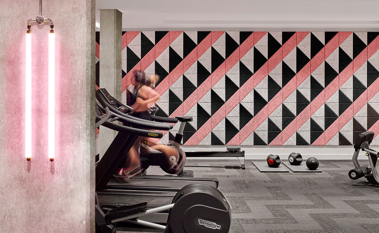 colorful acoustic tiles gym